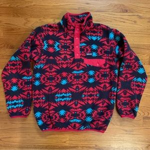 Patagonia Synchilla Snap-T Girls Pullover Fleece All Over Print Aztec AOP XL 14